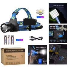 Ліхтар налобний BL-25CC-P360, 3x18650, Power Bank, ЗУ Type-C, zoom, Box