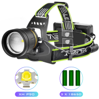 Фонарь налобный BL-A12-3-P90, 3x18650, zoom, ЗУ Type-C, Box