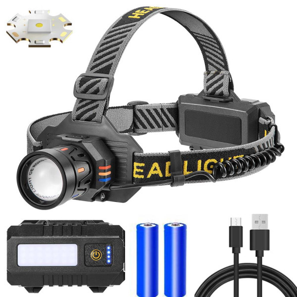 Ліхтар налобний BL-T701B-TG, 2x18650, ЗУ Type-C, zoom, Box