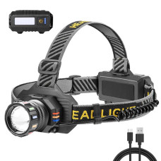 Фонарь налобный BL-T701C-TG, 2x18650, ЗУ Type-C, zoom, Box