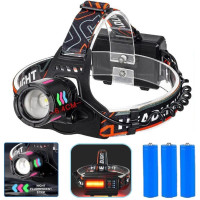 Фонарь налобный NIGHT VISION FLUORESCENCE 8096 1 РЕЖИМ WHITE LASER LED PM10-TG+COB, 3x18650, power bank, ЗУ Type-C, zoom