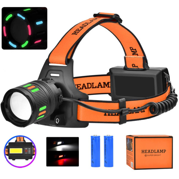 Ліхтар Налобний NIGHT VISION FLUORESCENCE BL-T203-TG+COB White+Red 2x18650 1 Режим ЗП Type-C Zoom