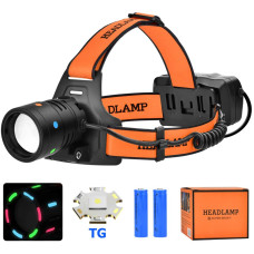 Фонарь налобный NIGHT VISION FLUORESCENCE BL-T210-TG, 2x18650, 1 режим, ЗУ Type-C, zoom