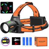 Ліхтар Налобний NIGHT VISION FLUORESCENCE BL-T67-TG+COB White+Red 3x18650 1 Режим Power Bank ЗП Type-C Zoom