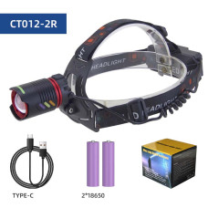 Ліхтар налобний NIGHT VISION FLUORESCENCE CT012-2R-TG, 2x18650, ЗУ Type-C, zoom, Box