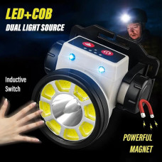 Фонарь налобный PLD-LY004-XPE+COB, Motion Sensor, Li-Ion аккум, индикация заряда, магнит, ЗУ Type-C, Box