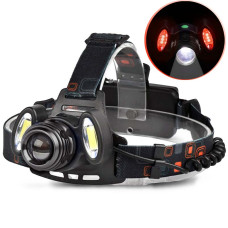 Фонарь налобный Police 2117-T6+2COB(Red), 2x18650, zoom, ЗУ microUSB, Box