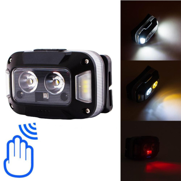 Ліхтар Налобний WH-0218-XPG White+Yellow + SMD Red Motion Sensor Li-Ion Акумулятор ЗП Type-C