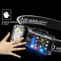 Ліхтар Налобний X52-2LED+6SMD RGB Motion Sensor Індикація Заряду Li-Ion Акумулятор ЗП Type-C Кліпса Магніт Box