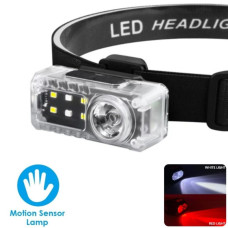 Ліхтар налобний YJ- A06-LED+6SMD(RGB), Motion Sensor, Li-Ion акумулятор, ЗУ Type-C, кліпса, магніт, Box