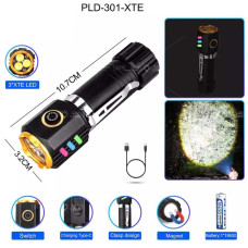 Ручний ліхтар NIGHT VISION FLUORESCENCE 301-3XTE, 1x18650, заряджання Type-C, магніт, коробка