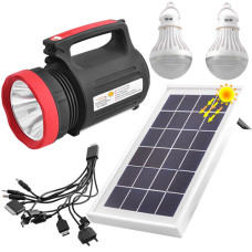Фонарь переносной ручной 1902 T, 5W+22SMD, 2 лампы 3W, power bank, встр. аккум., солнечная батарея, ЗУ 220V, Box