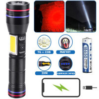 Ліхтар PLD-231 WHITE LASER LED PM10-TG+COB White+Red 1х18650 Power Bank Індикація Заряду ЗУ Type-C Магніт Zoom Box Ліхтар PLD-231 WHITE LASER LED PM10-TG+COB White+Red 1х18650 Power Bank Індикація Заряду ЗУ Type-C Магніт Zoom Box
