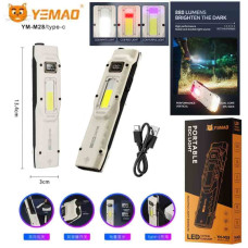 Ліхтар YEMAO YM-M28 2XPL+COB(White+Red)+UV, Li-Ion акумулятор, ЗУ Type-C, кліпса