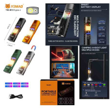 Ліхтар YEMAO YM-M31 P50+лазер(RED)+SMD(RGB), Li-Ion акумулятор, ЗУ Type-C, магніт, затискач