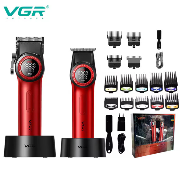 Комплект VGR 2 в 1 V-001 & V-977 RED Акумуляторна Машинка Для Стрижки Clipper і Тример