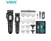 Комплект VGR 2 в 1 V-600&900 BLACK, аккумуляторная машинка для стрижки (clipper) и триммер, 10 насадок, LED display, 7000 RPM