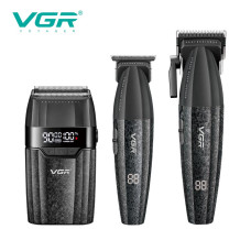 Комплект VGR 3 в 1 V-640 S3 BLACK, машинка для стрижки (clipper), триммер и электробритва (шейвер)