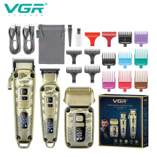 Комплект VGR 3 в 1 V-642 акумуляторна машинка для стриження (clipper), триммер та електробритва (шейвер)