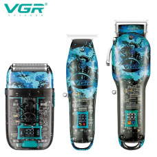 Комплект VGR 3 в 1 V-645 акумуляторна машинка для стриження (clipper), триммер та електробритва (шейвер)