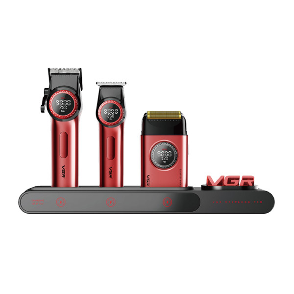 Комплект VGR STEPLERSS PRO 3 IN 1 RED, машинка для стрижки (Clipper), триммер, электробритва