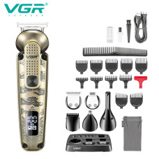 Набір для стриження VGR 6 в 1 V-095, 16 насадок, LED display