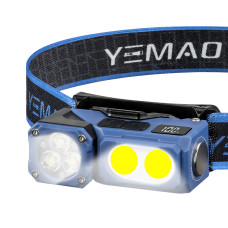 Ліхтар налобний YM-T615-3XTE+2COB(white+red), Motion Sensor, Li-Ion акумулятор, ЗП Type-C, магніт, вело кріплення