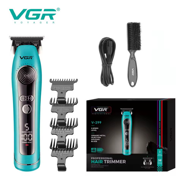 Тример VGR V-299 BLUE 4 Насадки 9000RPM 2000 mAh 5 Рівнів Швидкості LED Display