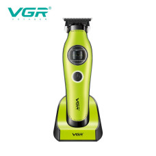Триммер VGR V-880T GREEN, EXTERNAL ROTOR MOTOR, MIM BLADE, 4 насадки, док-станция