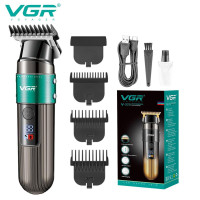 Триммер VGR V-929 GREEN, 3 насадки, LED display