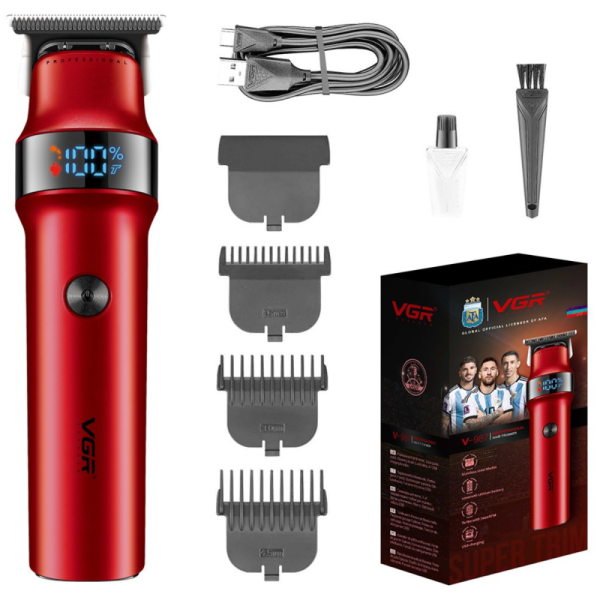 Тример VGR V-987 RED, 3 насадки, LED display