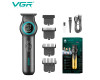 Тример VGR V-990, 3 насадки, керамічне лезо, TURBO режим, регулювання потужності 7000-8000 RPM, LED light, LED display