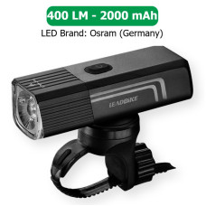 Велофара потужна LEADBIKE LD88-OSRAM 400LM, 2000mAh, waterproof, children lock, Li-Ion акумулятор, ЗУ Type-C