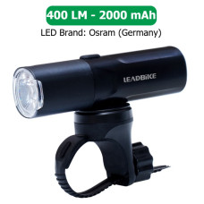 Велофара потужна LEADBIKE M02-OSRAM 400LM, 2000mAh, waterproof, children lock, Li-Ion акумулятор, ЗУ Type-C