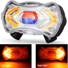 Ліхтар велосипедний KXK-03 STOP (червоний+синій), сирена, 2LASER, із зазначенням поворотів