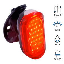 Велосипедна Стоп Мигалка Задня Baisk LED-USB C-Type MY-2106 Овальна Червоне Світло